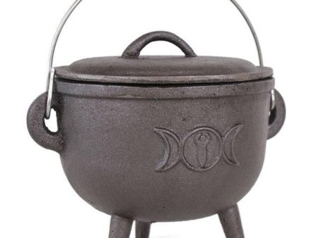 15cm Cast Iron Cauldron With Triple Moon For Sale