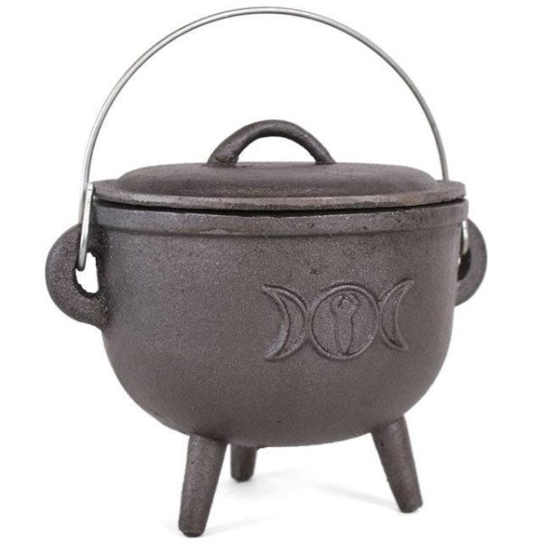 15cm Cast Iron Cauldron With Triple Moon For Sale