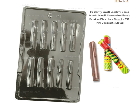 10 Cavity Small Lakshmi Bomb Mirchi Diwali Firecracker Plastic Patakha Chocolate Mould - 034 | PVC Chocolate Mould Fashion