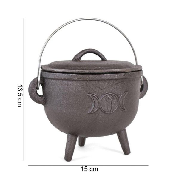 15cm Cast Iron Cauldron With Triple Moon For Sale