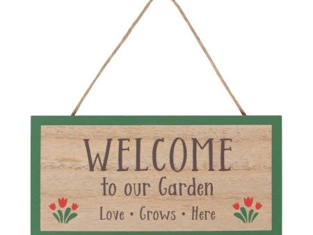 Welcome To Our Garden Hanging Sign Online