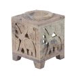 Carved Elephant Soapstone Oil Burner on Sale