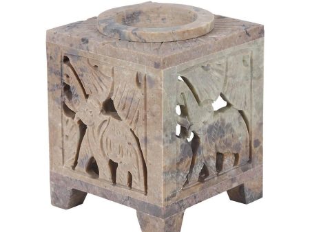 Carved Elephant Soapstone Oil Burner on Sale