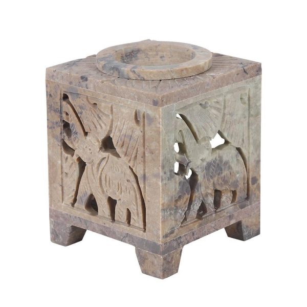 Carved Elephant Soapstone Oil Burner on Sale