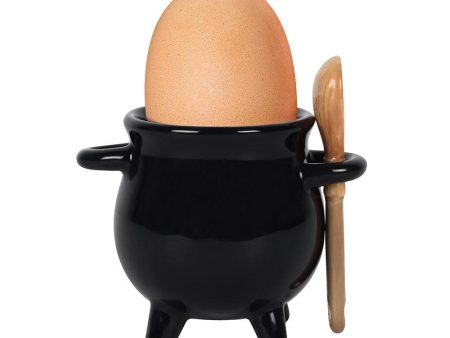 Cauldron Egg Cup with Broom Spoon on Sale