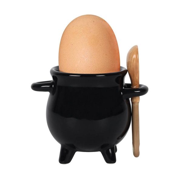 Cauldron Egg Cup with Broom Spoon on Sale