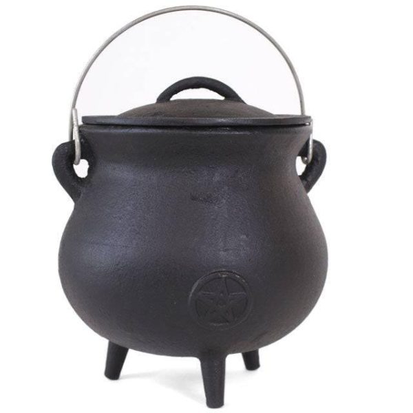 19cm Cast Iron Cauldron With Pentagram Online Sale