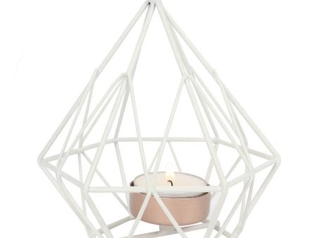 Geometric White Metal Tealight Holder Online Sale