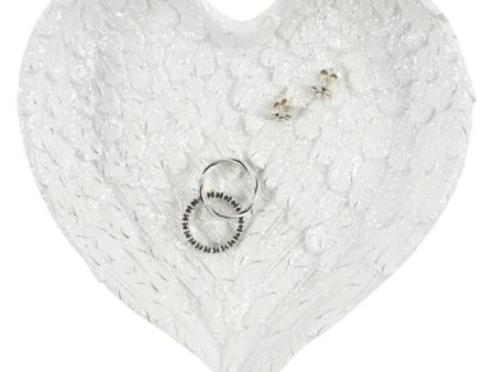 Glitter Heart Shaped Angel Wing Trinket Dish Hot on Sale