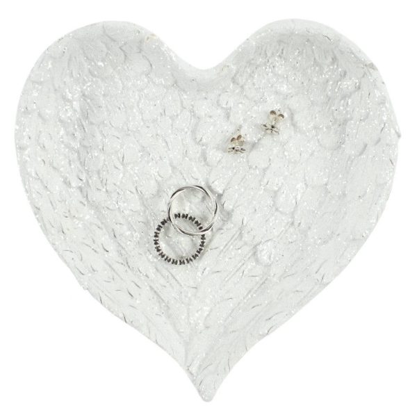 Glitter Heart Shaped Angel Wing Trinket Dish Hot on Sale