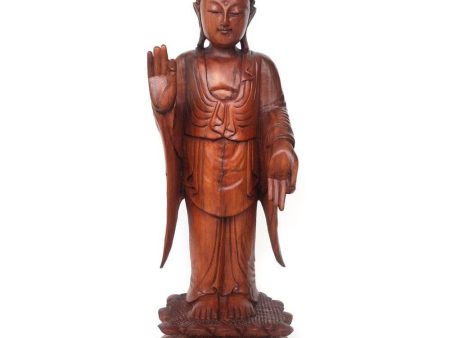 Natural Acacia Wood Standing Buddha Cheap