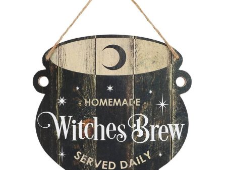 Witches Brew Cauldron MDF Hanging Sign For Cheap