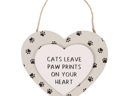 Cats Leave Paw Prints Hanging Heart Sign For Discount