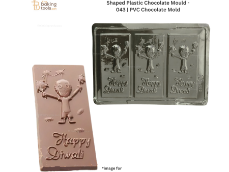 3 Cavity Happy Diwali Kids Bar Shaped Plastic Chocolate Mould - 043 | PVC Chocolate Mold Online now