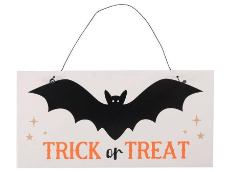 Trick or Treat Bat Hanging Sign Online