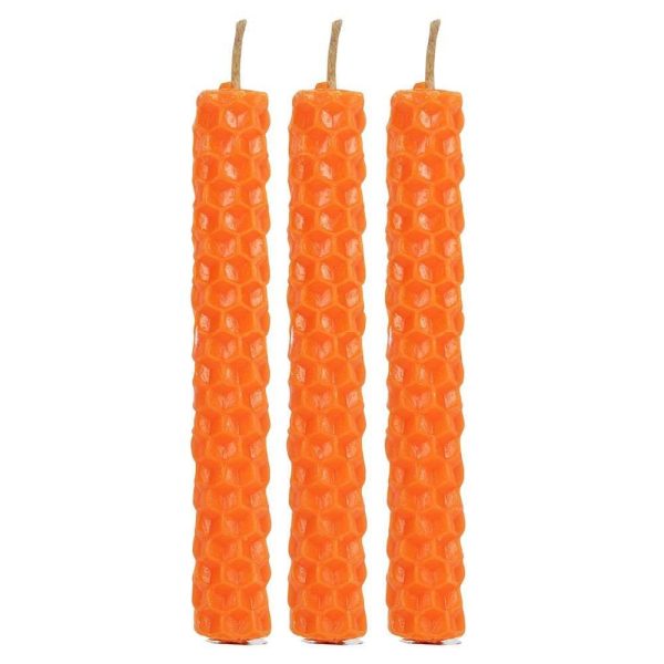 Set of 6 Orange Beeswax Spell Candles For Cheap