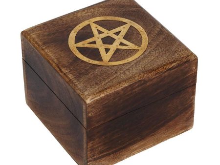 Pentagram Brass Inlay Wooden Box Hot on Sale