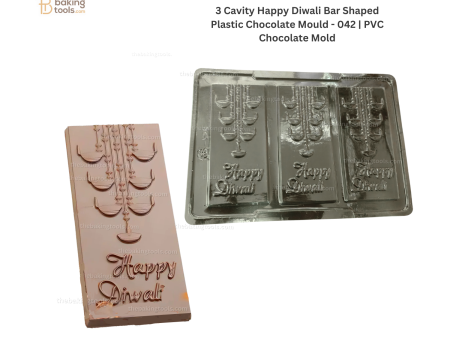 3 Cavity Happy Diwali Chocolate Bar Plastic Chocolate Mould - 042 | PVC Chocolate Mold Online