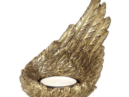 Gold Single Raised Angel Wing Candle Holder Discount