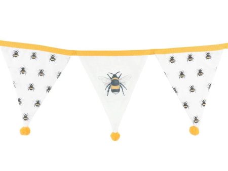 White Alternating Bee Print Fabric Bunting Online now