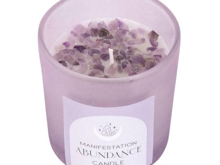 Abundance French Lavender Crystal Chip Candle For Sale