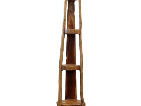 Natural Teak Corner Unit 4 Shelves - 135cm high For Discount