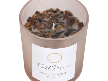 Full Moon Eucalyptus Manifestation Candle with Tiger s Eye For Discount