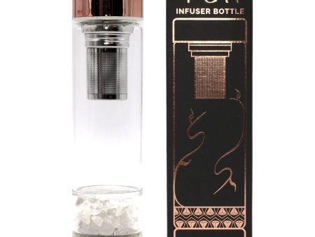 Crystal Glass Tea Infuser Bottle - Rose Gold - Rock Quartz Online now