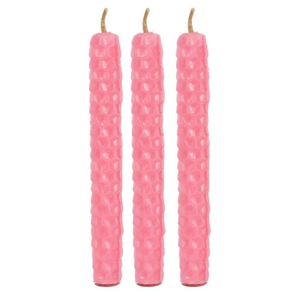 Set of 6 Pink Beeswax Spell Candles Online now