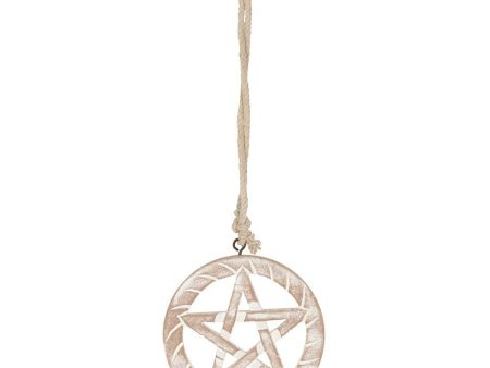 White Wooden Hanging Pentagram For Discount