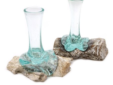 Molten Glass on Whitewash Wood - Vase - Small For Discount