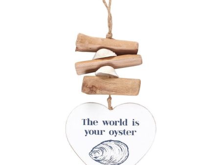 The World is Your Oyster Driftwood Heart Sign Cheap