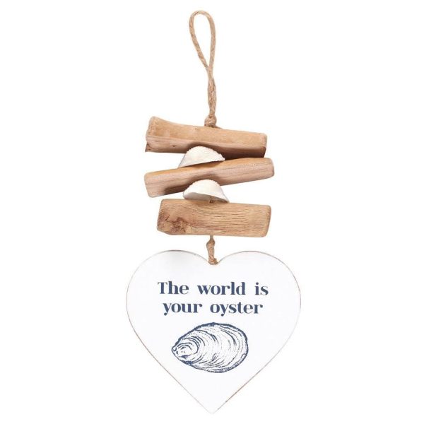 The World is Your Oyster Driftwood Heart Sign Cheap