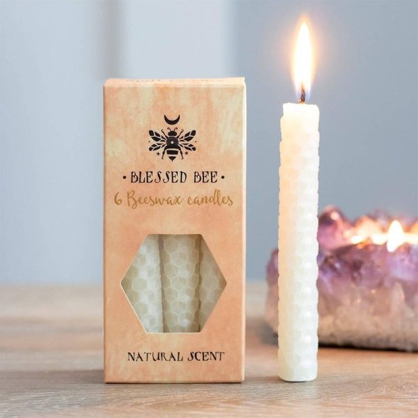 Set of 6 Cream Beeswax Spell Candles Cheap