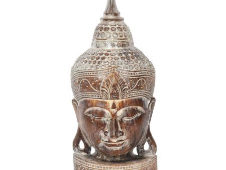 Large Rustic Wooden Buddha Head Ornament Fashion