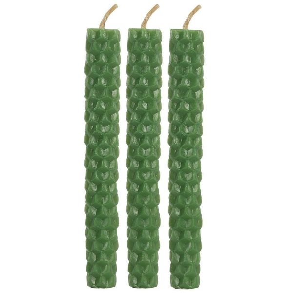 Set of 6 Green Beeswax Spell Candles Online now