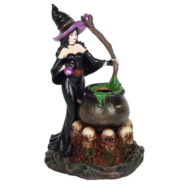 Witch with Cauldron Backflow Incense Burner Supply